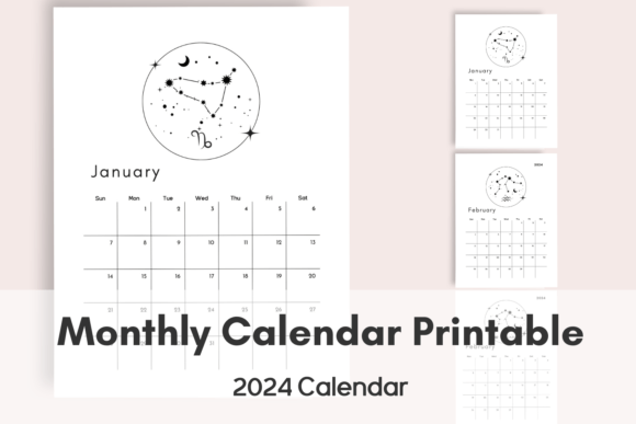 Download Minimalist Monthly Zodiac Calendar 2024 - Minimal Collection