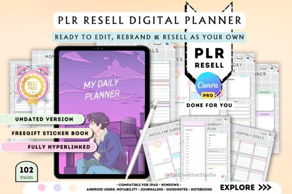 Download Minimalist PLR Digital Planner - Canva - Minimal Collection