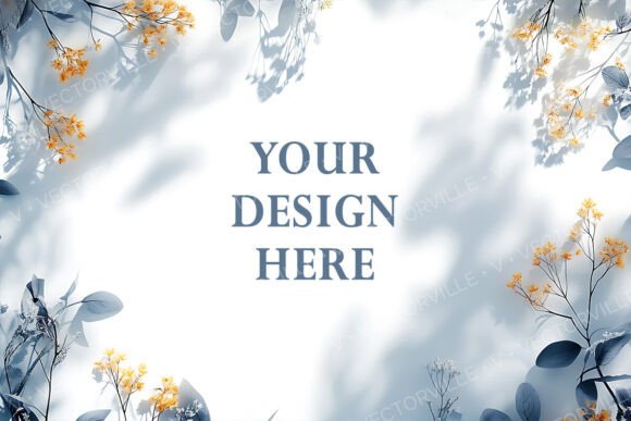 Download Minimal Floral Mockup with Blue Leaves - Minimal Collection