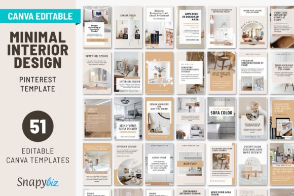 Download Interior Design Pinterest Canva Template - Premium Bundle